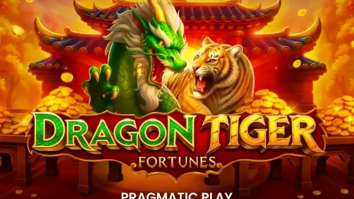 Tampilan visual slot Dragon Tiger Fortunes dengan elemen naga dan harimau yang megah